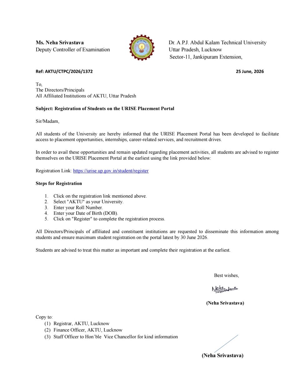DeepaksharmaG19's tweet photo. #AKTU Registration of #students on the #URISE  #PLACEMENT portal..! https://t.co/tfUbAUNwfx