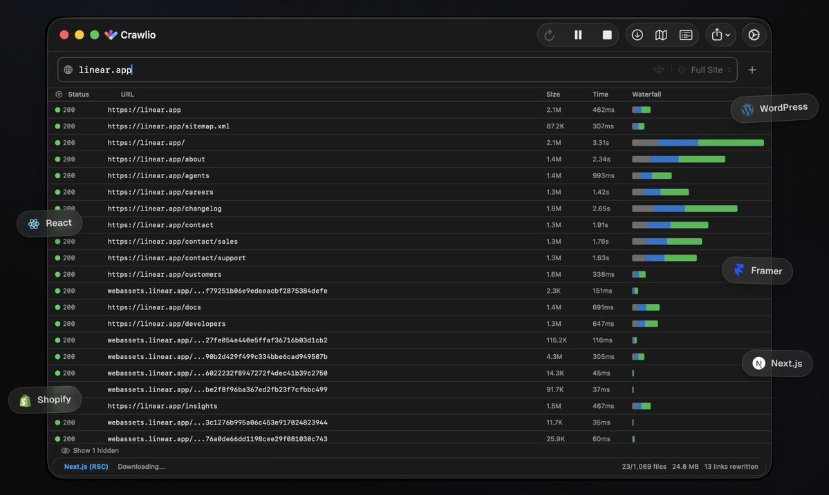 jayfx42's tweet photo. 如果你需要一个操作Chrome来爬取页面数据的 Browser-Agent，Crawlio 这个项目是我目前用过最稳定、智能的一个，自动识别 React / Vue / Next.js / Astro / Svelte 等 65+ 技术栈，决定后面怎么抓，而不再盲等、盲截图操作。https://t.co/b43KhDMlgt https://t.co/mh5U65oSCX