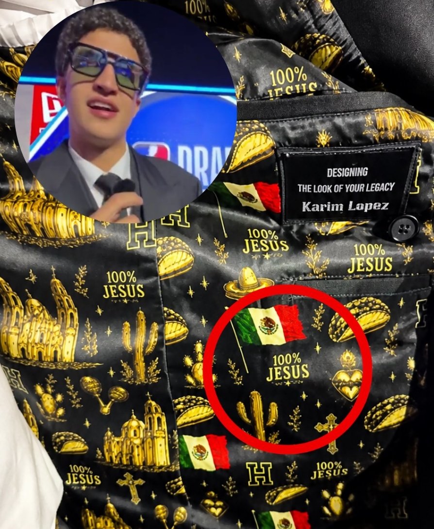 utdMaggie's tweet photo. Karim Lopez had 100 % Jesus printed on   lining of his NBA draft jacket 🤗 https://t.co/ORk6ZTFt2o