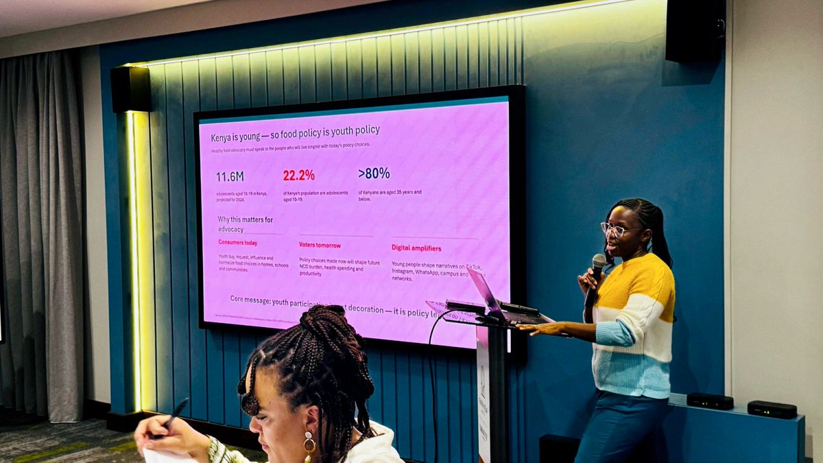 KELINKenya's tweet photo. Young people are powerful advocates for healthier food environments.

With over 80% of Kenya's population aged 35 and below, youth voices are essential in shaping food policies, challenging unhealthy food marketing, and preventing NCDs.

#HealthyDietsKE #YouthVoices #NCDPrevention