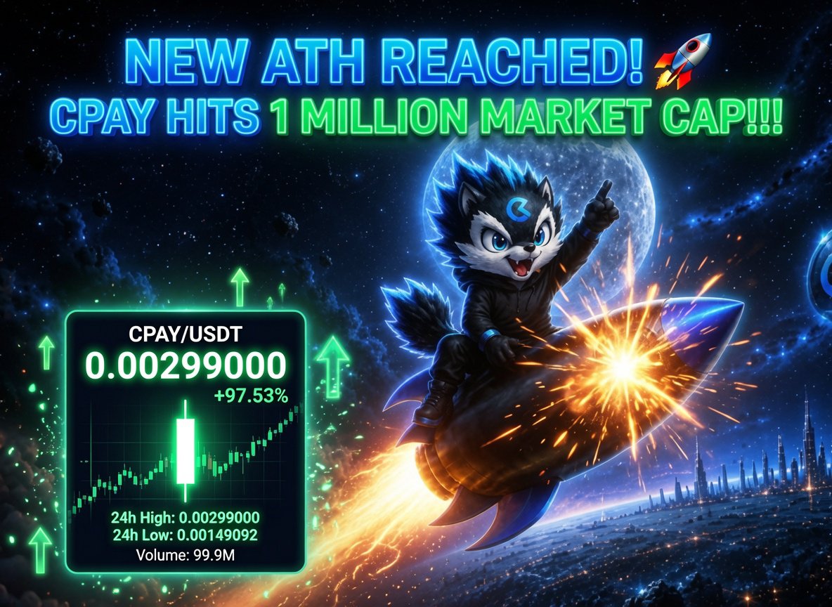 JJcryx's tweet photo. GM frens ๐
$CPAY just smashed a NEW ATH and crossed 1 MILLION MARKET CAP!!! ๐ฅ
That clean parabolic candle + the wolf locked in on the rocket = pure magic. Weโre only getting started.
Who else is riding this to the moon with us?! ๐
#CPAY #NewATH #1MMcap #ToTheMoon @Cryptix_Network
