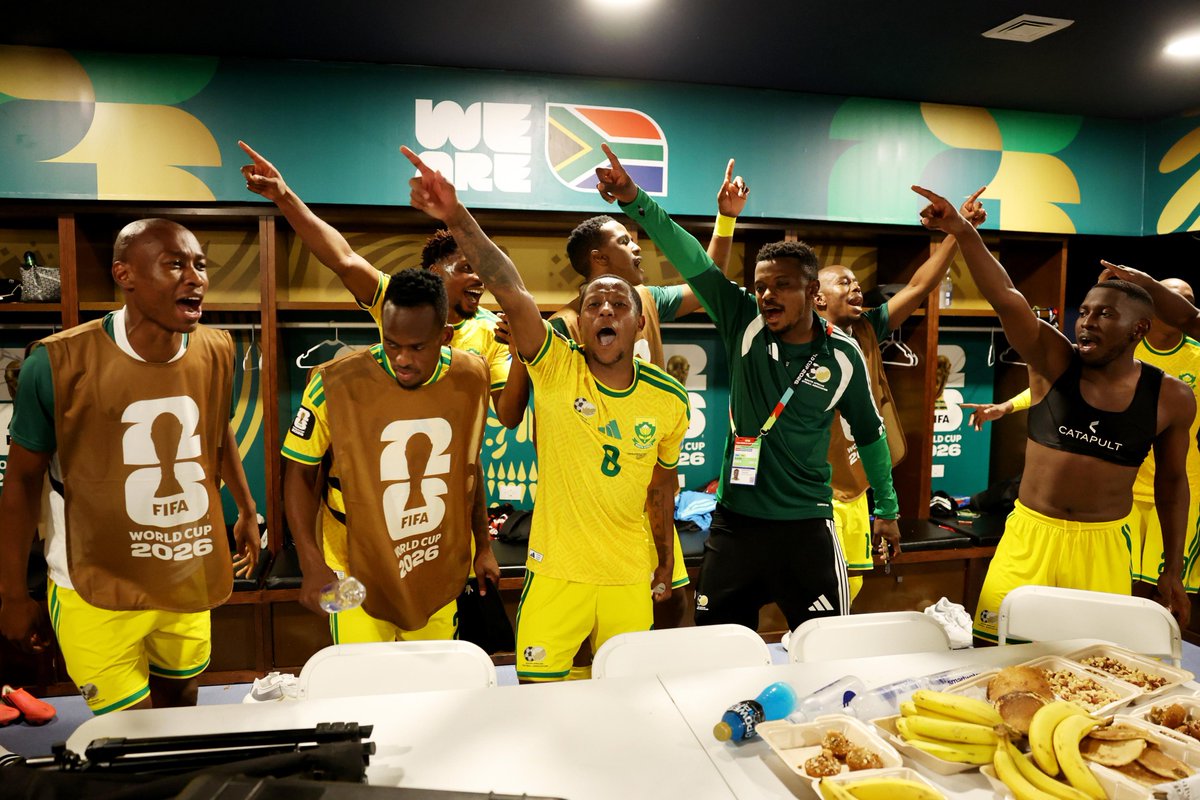 BafanaBafana's tweet photo. We did it! Dankie mzansi 🇿🇦🔥🔥🔥
Let's focus on our next task at hand... 

#BafanaPride 
#BafanaBafana
#FifaWorldCup https://t.co/KFUQp6yAOS