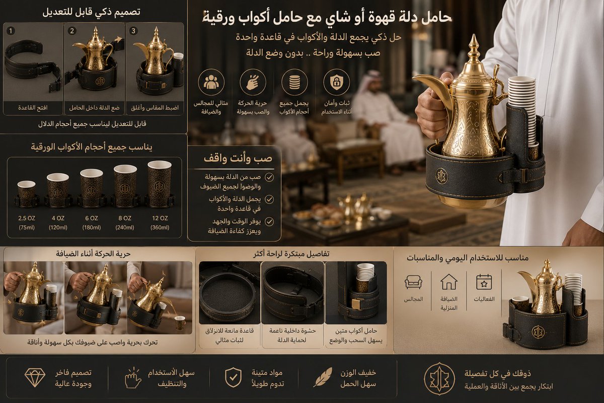 maea919's tweet photo. الاستثمار الناجح يبدأ من منتج يجمع بين "الفخامة والعملية"! 🤝 الاستثمار
فكرة مشروع تصنيعي لـ "حامل الدلة والأكواب المبتكر" بدل الروحه و الجيه في المجالس.

حاولت قدر المستطاع اقرب الفكرة في الصورة.

#فرصة_استثمارية #أفكار_مشاريع #ابتكار_سعودي #ريادة_أعمال #مشاريع_ناجحة https://t.co/VyJBrfGQuD