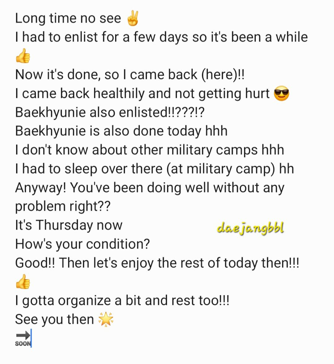 daejangbbl's tweet photo. 260625 🐈🫧 From 대장

KJD’s bubble post-enlistment 

#첸버블 #체니버블 #첸 #CHEN https://t.co/Vk8byoJQhr