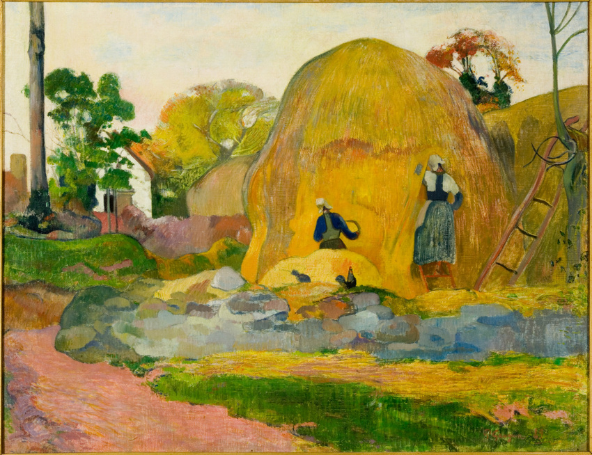 martinis2018's tweet photo. Paul Gauguin (Peintre postimpressionniste français, 1848–1903) 
-  Les Meules jaunes, 1889, huile sur toile, 73 x 92,5 cm  
(Musée d'Orsay, Paris). https://t.co/JziksjMvN4