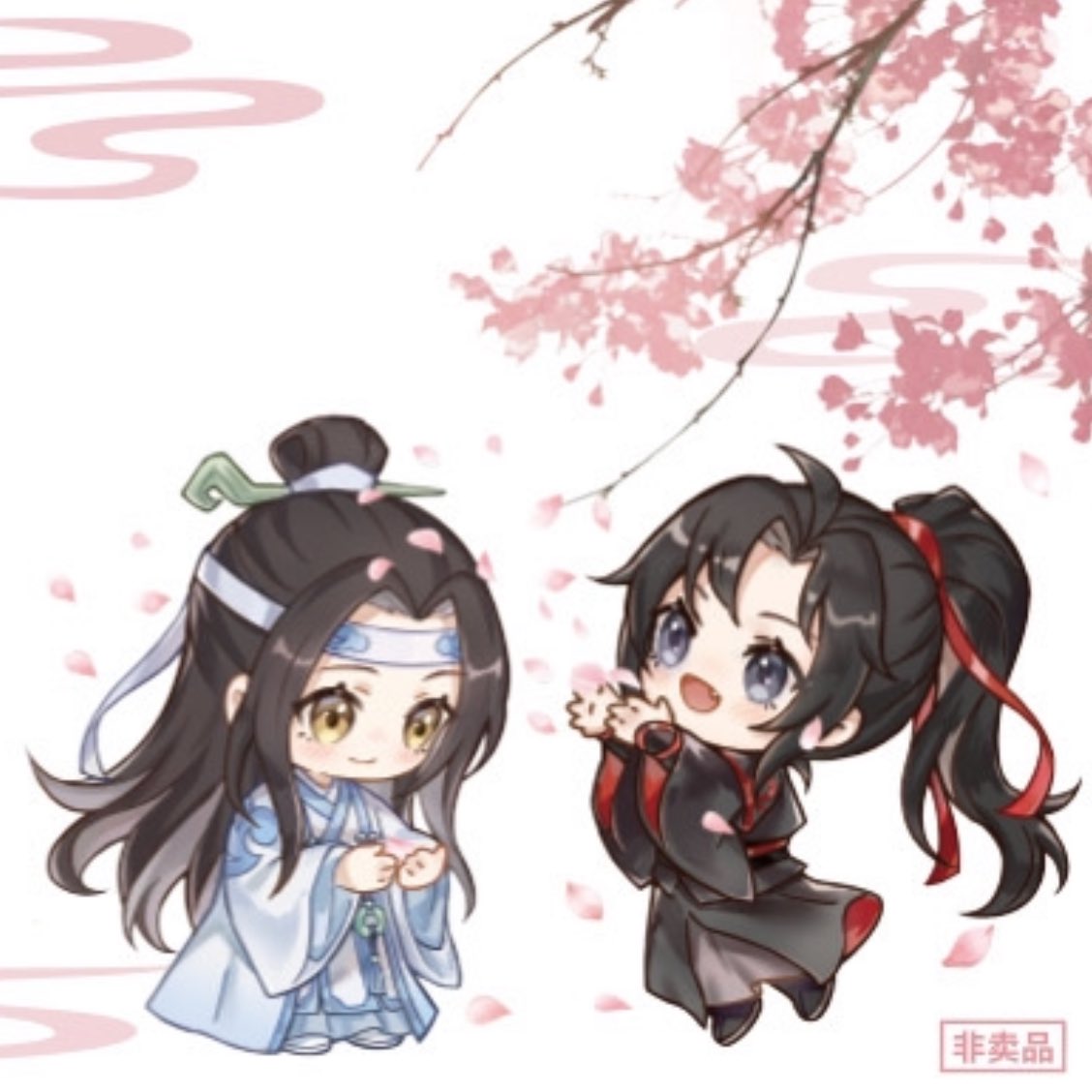 gremlinyibito's tweet photo. normal sized wangxian? stunning. chibi wangxian? adorable. me? happy because of them. https://t.co/0qtDTldE8i