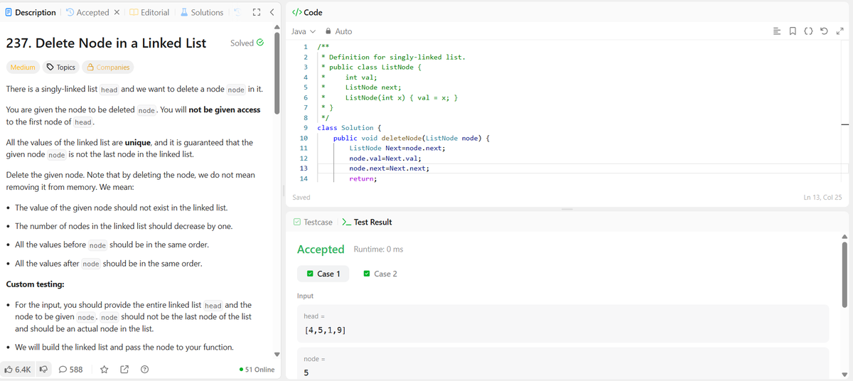 PrincePathak_5's tweet photo. Day 24/50 of my dsa challenge

Solved Problems:

LeetCode 143 – Reorder List
Find middle, reverse the second half, and merge both halves efficiently.
LeetCode 237 – Delete Node in a Linked List
Learned the clever O(1) trick of deleting a node when     only that node is given https://t.co/MOGctDMWFk