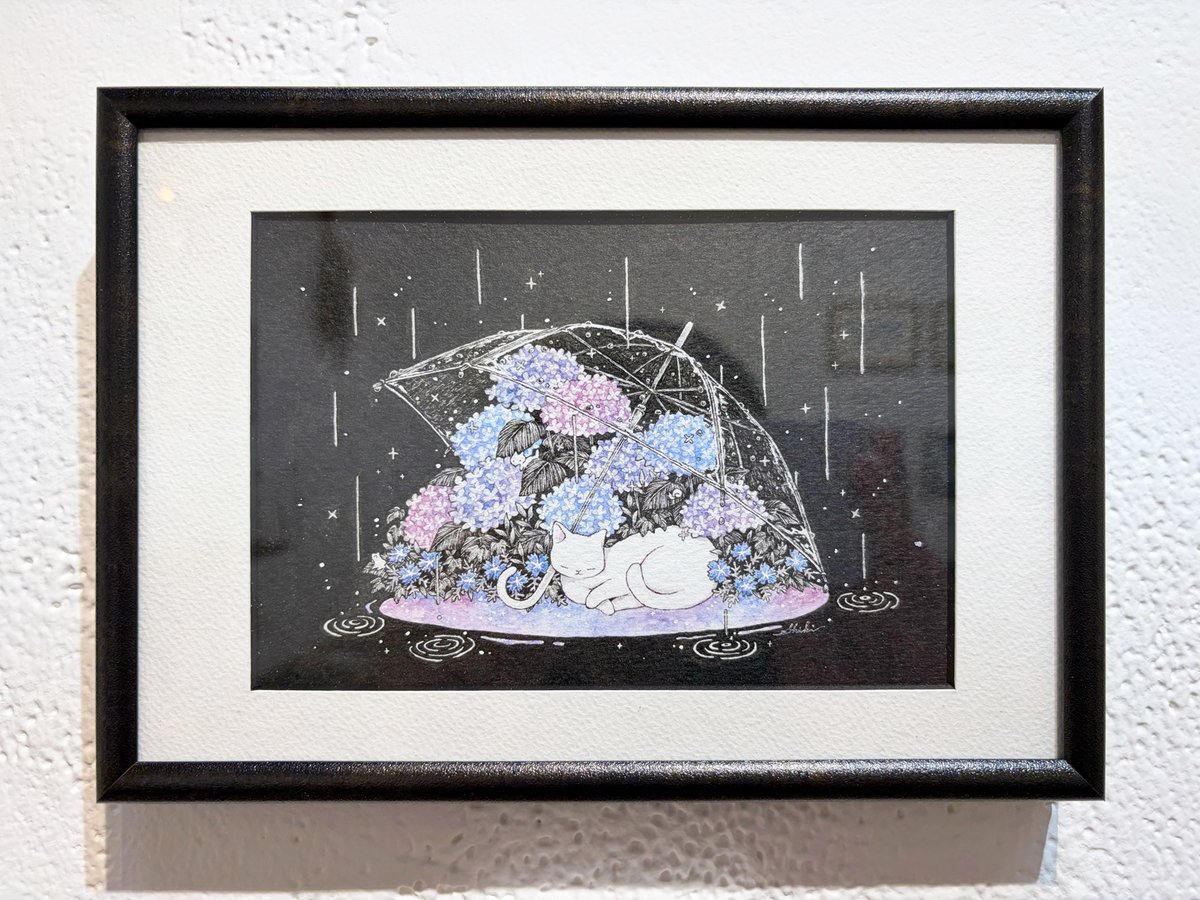 つゆにいる 月白しき size：153 mm x 215 mm （額装作品） 使用画材