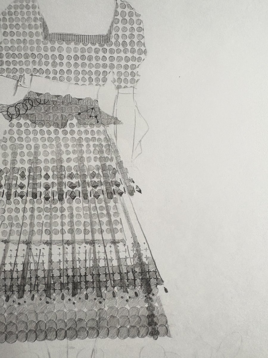 ✴︎wip✴︎ ✨模様のドレス✨ ✏︎ #illustration #pencilart