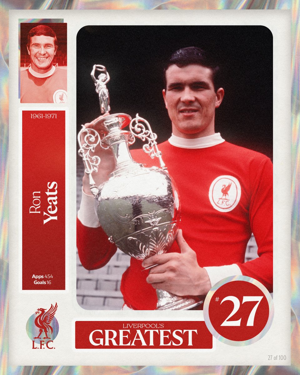 LFC's tweet photo. Liverpool's Greatest - No.27: Ron Yeats 💪