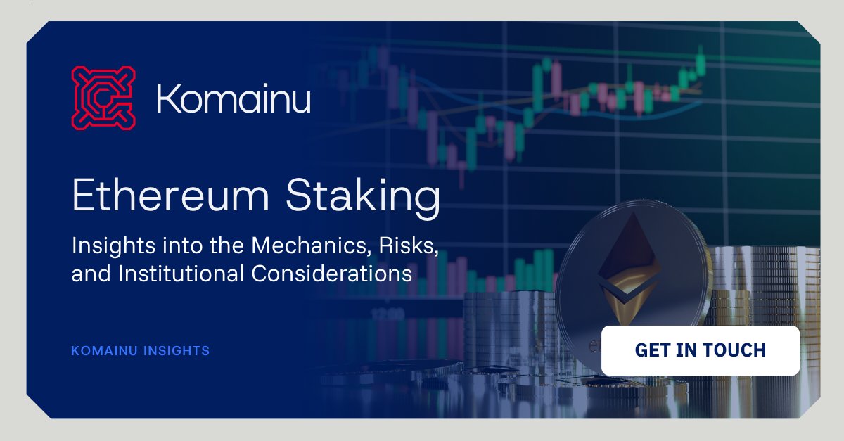 komainu's tweet photo. Ethereum is the backbone of a significant share of the global digital asset ecosystem. As staking has become central to how the network is secured and governed, institutions are increasingly looking at it not just as a source of rewards, but as a form of active participation in critical market infrastructure.

In our latest insights piece, we examine how Ethereum staking works in practice, the models available to institutional participants, and the key operational and regulatory considerations that shape how it should be approached.

Read the full insights piece here: https://t.co/euEeStqTKe
