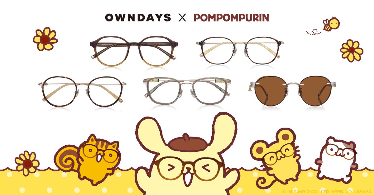 oricon's tweet photo. OWNDAYS×ポムポムプリン
コラボ第2弾発売💛

マフィンら“チームプリン”が大集合
数量限定でオリジナル巾着のプレゼントも

🍮アイコレクション一覧（写真22枚）
https://t.co/4Zj2FlBDwx https://t.co/NnHI3Ehi1y
