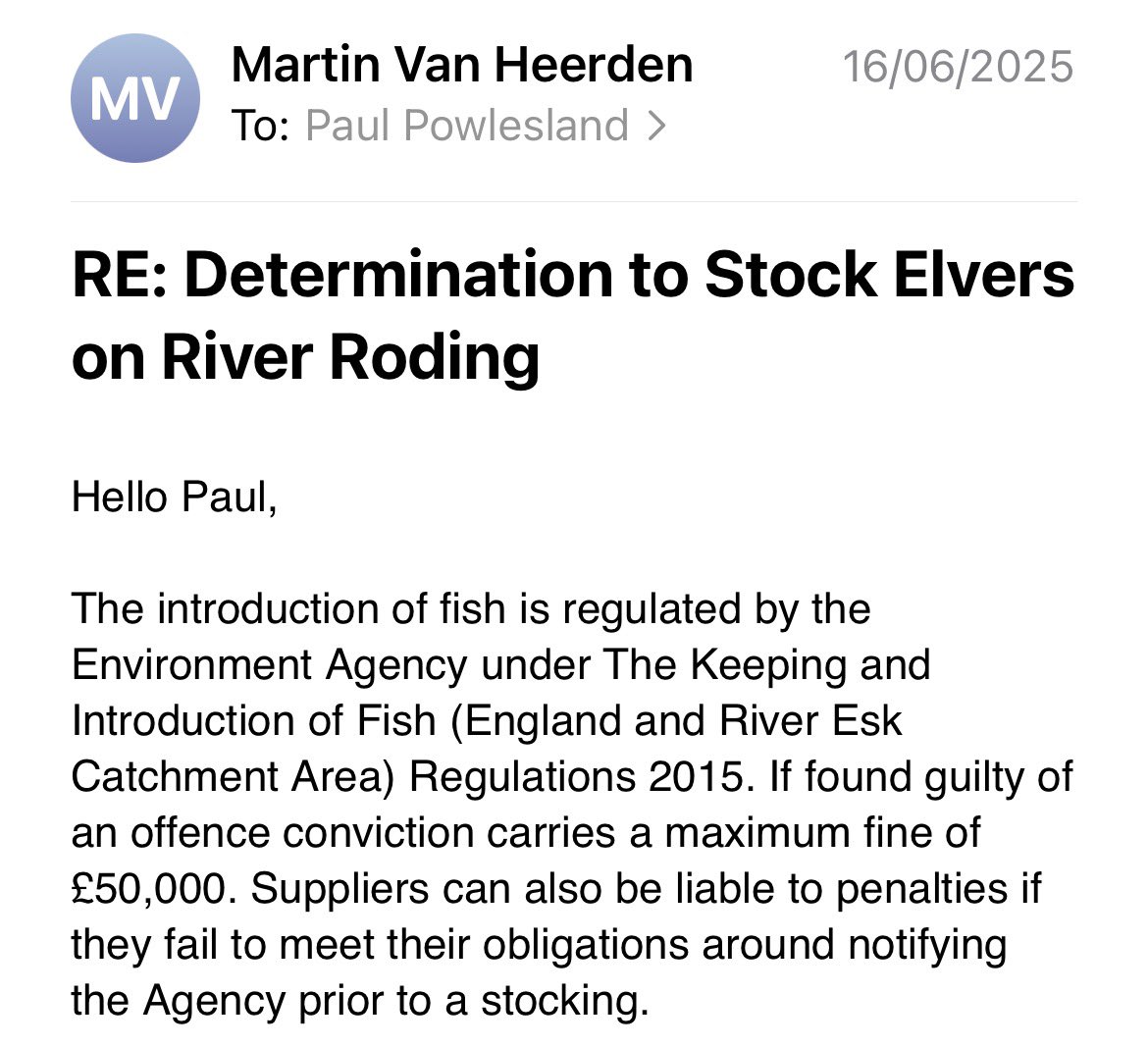 paulpowlesland's tweet photo. I think it’s worth including this exchange to show that I am not exaggerating when I say that @EnvAgency does indeed regularly threaten to prosecute those who improve the environment without their permission. https://t.co/NVNSv9xVs6