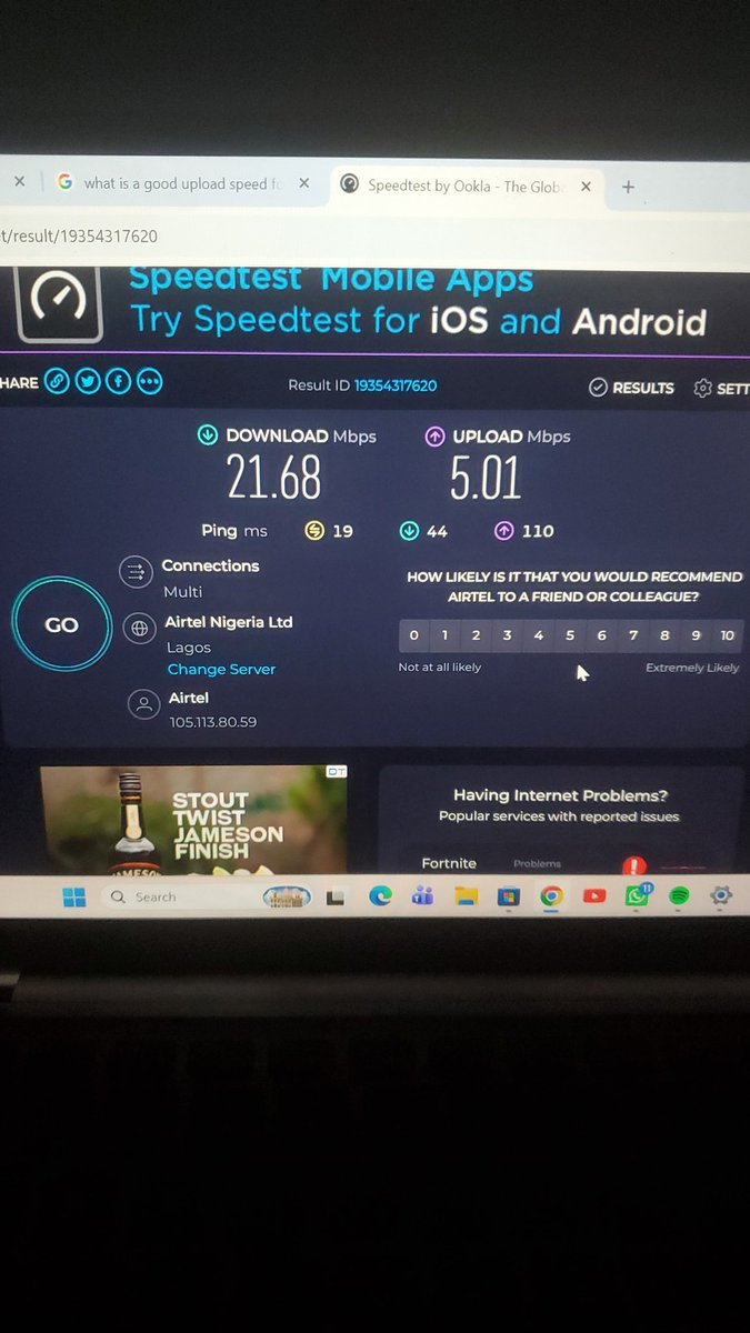 WhoIsBaratone's tweet photo. @AirtelNigeria this is the speedtest of a "5G" router. You guys do a whole lot of nonsense that is making remote workers lose valuable opportunities. https://t.co/9SDmVktOV4