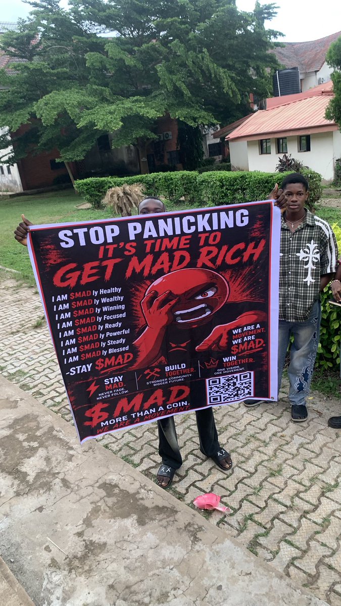 habyolah_5's tweet photo. Devoted some $MAD time to create awareness about the $MAD RICH CLUB on campus today
STAY $MAD
@madrichclub_  @followdv80 @Derrick152667 @Iam__dino9 https://t.co/T4vJlSqbOV