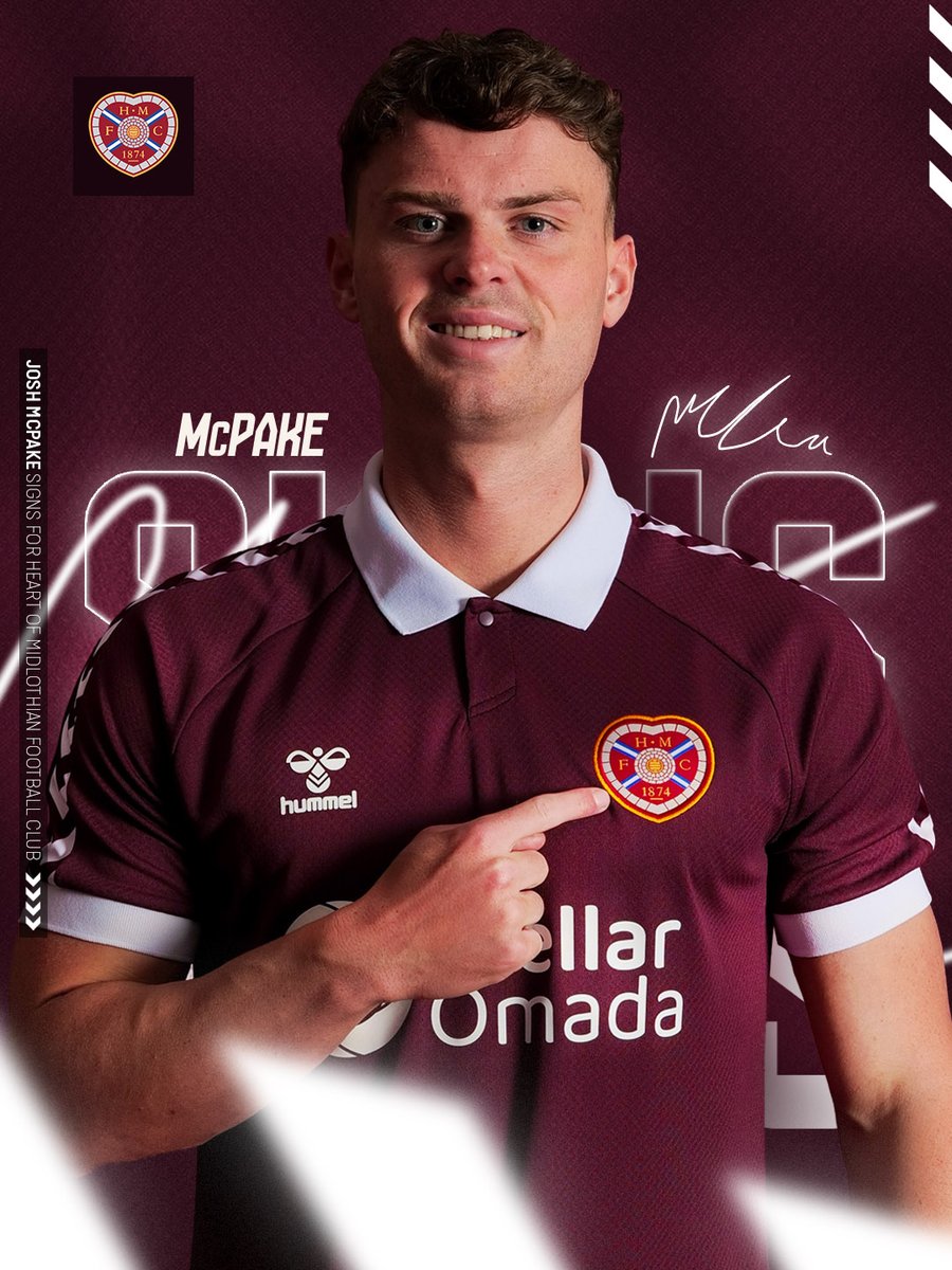 JamTarts's tweet photo. ⏳ Announced back in January but worth the wait...

...a big, official, Heart of Midlothian welcome to Josh McPake 🤝 https://t.co/ZeHj7Qlpx2