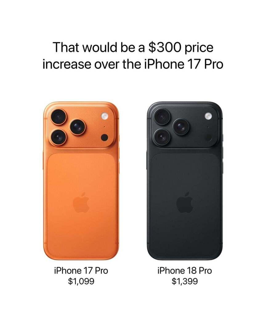 iPhone18 Proに7,500円〜15,000円の値上げ予想〜これまでより小幅 