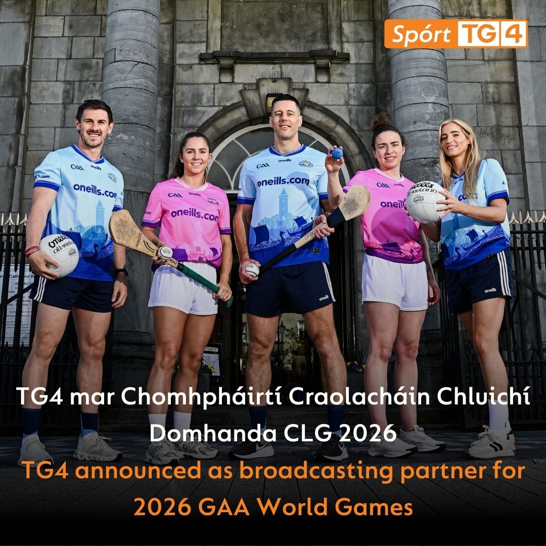 SportTG4's tweet photo. Tá sé fógartha gurb é TG4 comhpháirtí craolacháin Chluichí Domhanda CLG 2026 🏐 🥎 🔵

TG4 announced as broadcasting partner for 2026 GAA World Games 🏆

🔗 GA: https://t.co/YWa3hABWAX

🔗 BÉ: https://t.co/7bMJBs7V2Q

@officialgaa @GAAworldgames #GAABelong https://t.co/bcHuSxpm0t