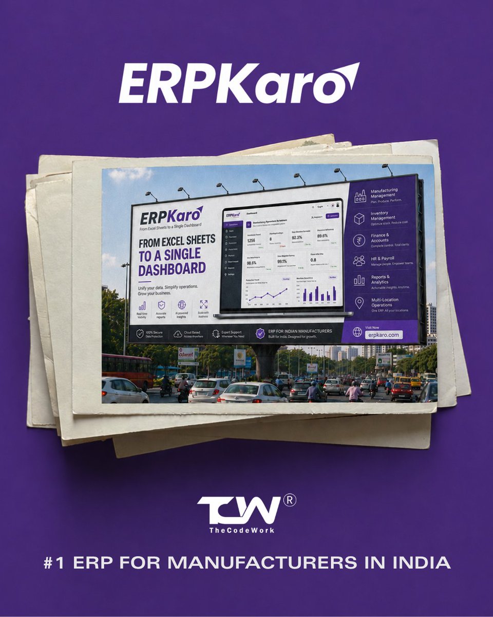thecodework's tweet photo. #ERP for manufacturers in India. Are you still using Excel sheets to run your business?

Let's get updated.
👉 Visit https://t.co/fxfyFMLumV today!

#manufacturers #erp #dashboard https://t.co/fiVGZio5X2