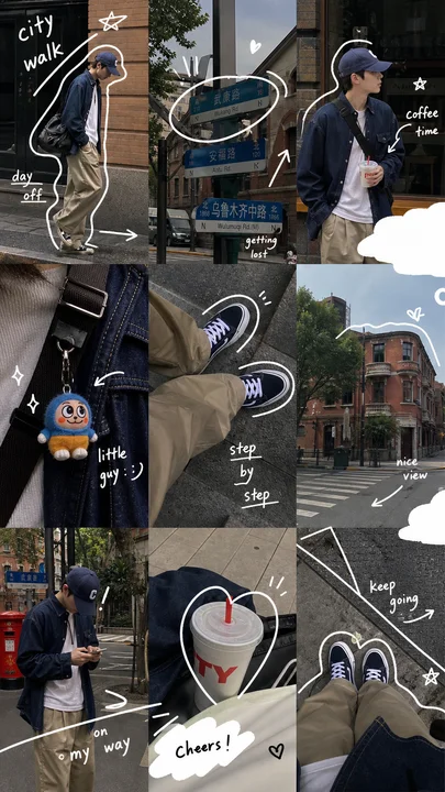 City Walk OOTD Travel Collage