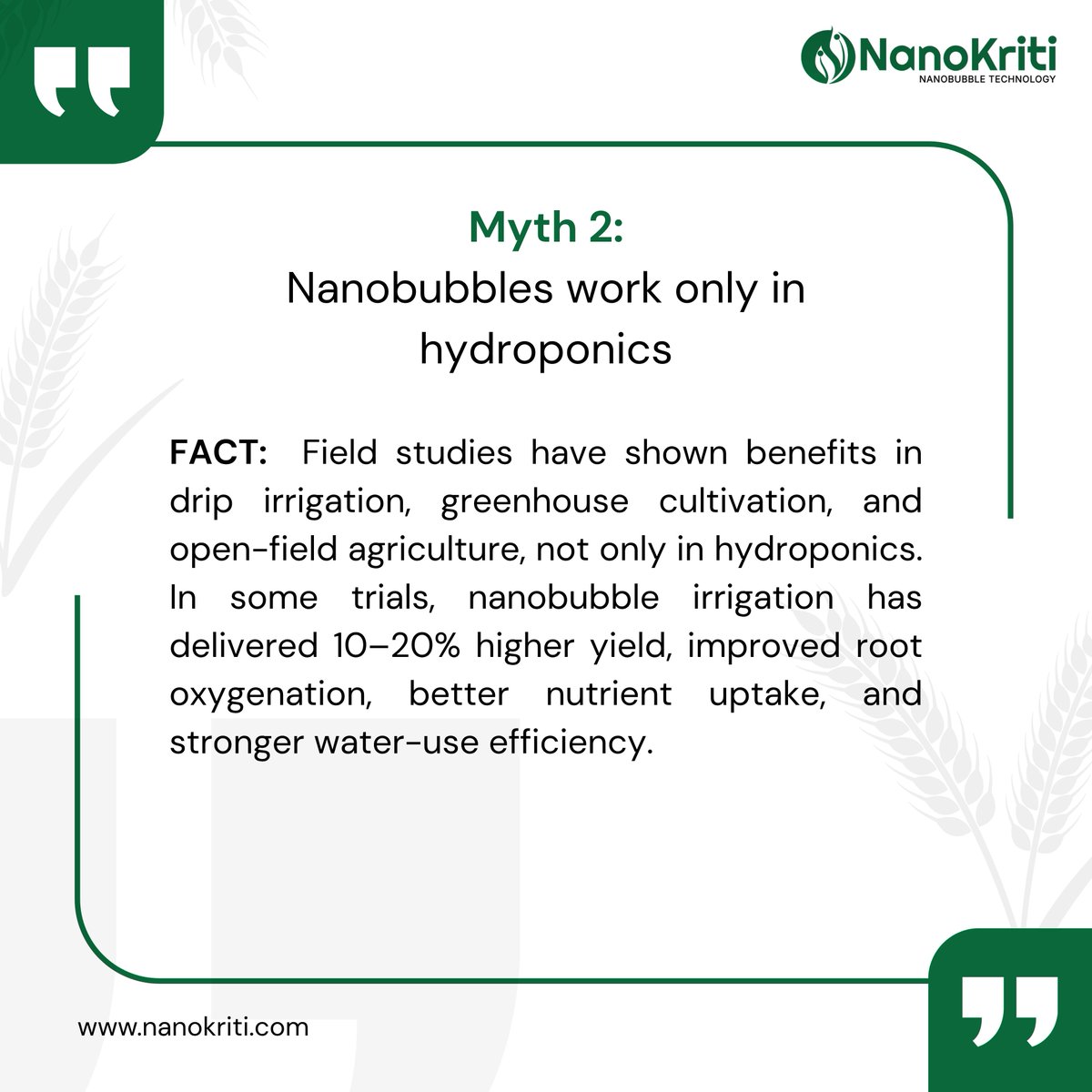nanokriti's tweet photo. Nanobubbles in agriculture are not a replacement for inputs -they are a smarter way to improve efficiency. From better root oxygenation to improved nutrient uptake and soil health, science is shaping the future of sustainable farming with innovation.

#NanoKriti #AgriTech https://t.co/W4ppaxzQC3