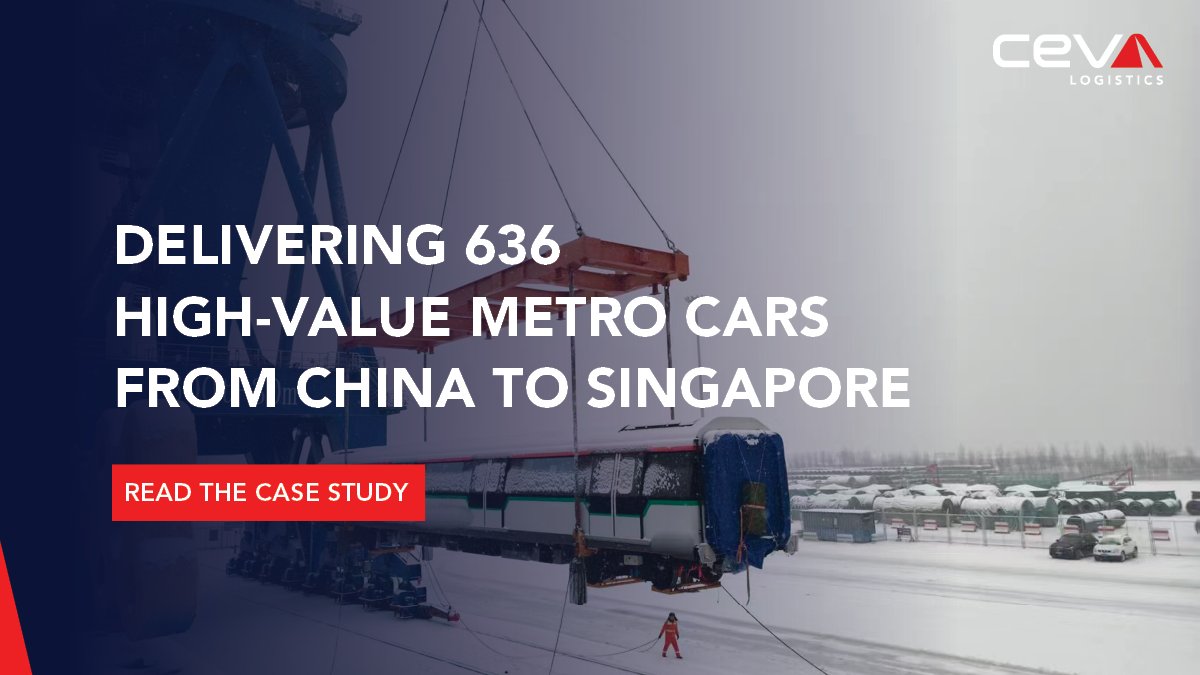 cevalogistics's tweet photo. Some projects take weeks... others take years. Over five years our teams shipped new metro train cars from landlocked Changchun, China, to Singapore's transit network.
Read the full case study here: https://t.co/mtzUcwXPe9 https://t.co/h2JxRob0JA