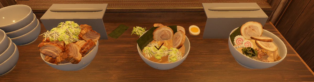 almidgame's tweet photo. 海上都市で自分だけのラーメンを作るラーメン屋経営シミュレーションゲームを開発中です。

トッピングのコンボを決めて、お客さんのリクエストを上回る最強のラーメンを作り、ビッグなラーメン屋を築き上げていく。

今後、開発のアレコレやゲーム内容を発信していきます！

#ゲーム制作
#gamedev https://t.co/287Y8ITUJ2