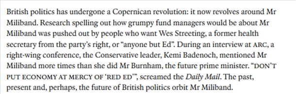 duncanrobinson's tweet photo. Burnham choice for Chancellor is Ed Miliband or Not Ed Miliband. Copernican revolution in politics, with the discovery that everything revolves around Miliband https://t.co/yYd9wObRzz