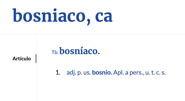 miguelroan1's tweet photo. 🧵Cada año escribo a la @RAEinforma, sin demasiado éxito, para pedirles que actualicen o corrijan su definición de "bosniaco". 

Explicó por qué.

Su definición establece: "adjetivo, poco usado, bosnio. Aplicado a personas, usado también como sustantivo". https://t.co/SZvt29kNdb