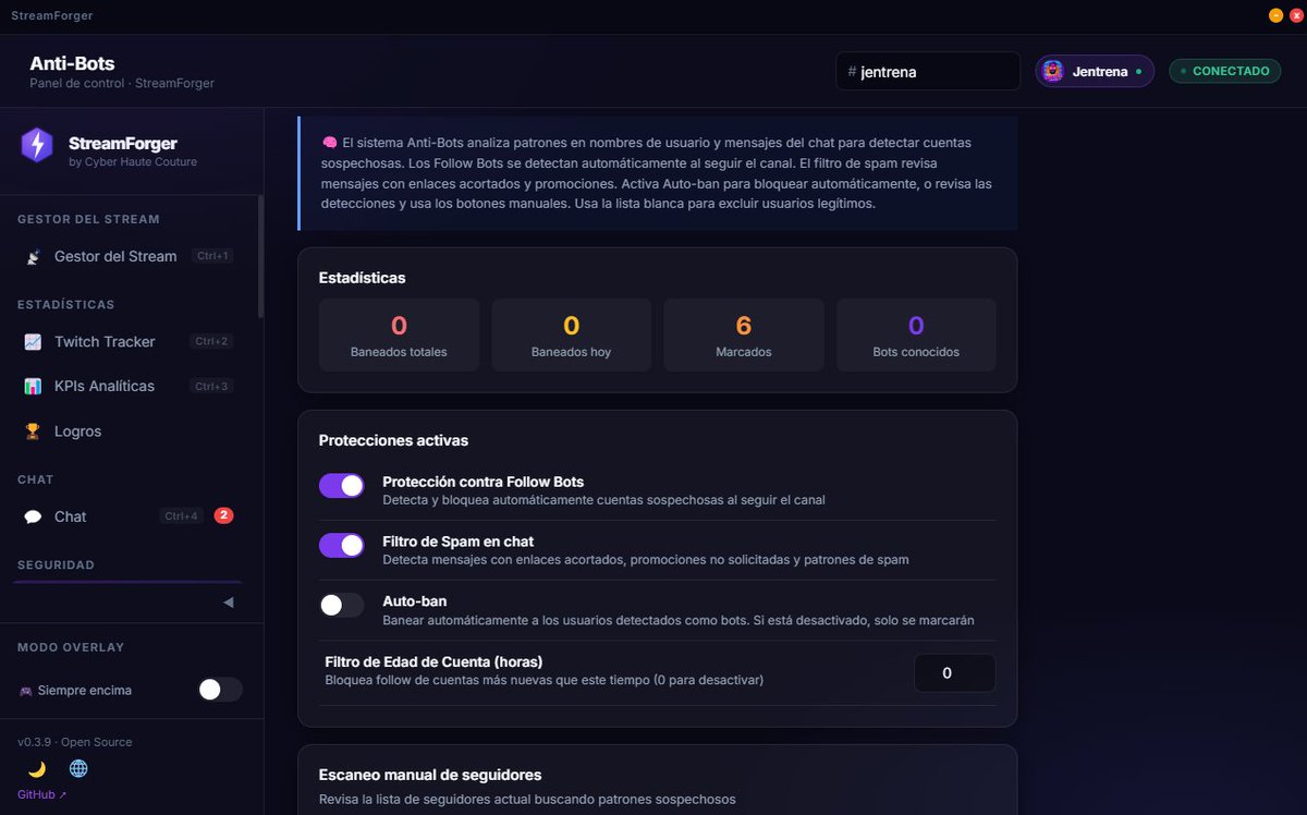 JuanEntrena's tweet photo. Ya está disponible la v0.3.9 de #streamforger, mi aplicación de ayuda a los streamers en @TwitchES. 
Un todo en uno para ayudarte a tener más control y darte más opciones sin gastar dinero. Se aceptan estrellitas de Github como pago ;) 
https://t.co/FgmOtYHeCZ https://t.co/AlNEpVMkvW