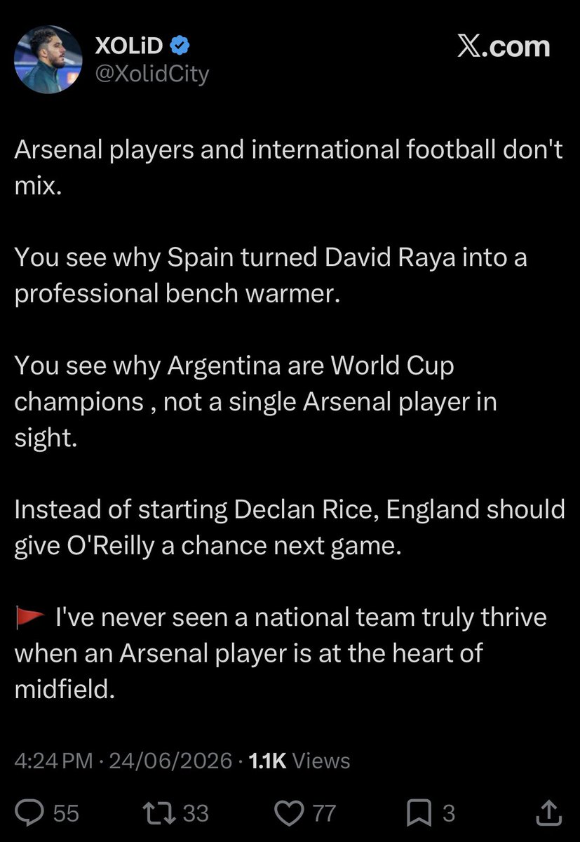 Madivakia's tweet photo. What’s up with these Man City fan pages? All they ever talk about is Arsenal 😂
I get that tagging us is the only way y’all get engagement these days… but at least be creative. Recycling the same old tired stuff is getting embarrassing.
#AFC https://t.co/lWPBFAg1CG
