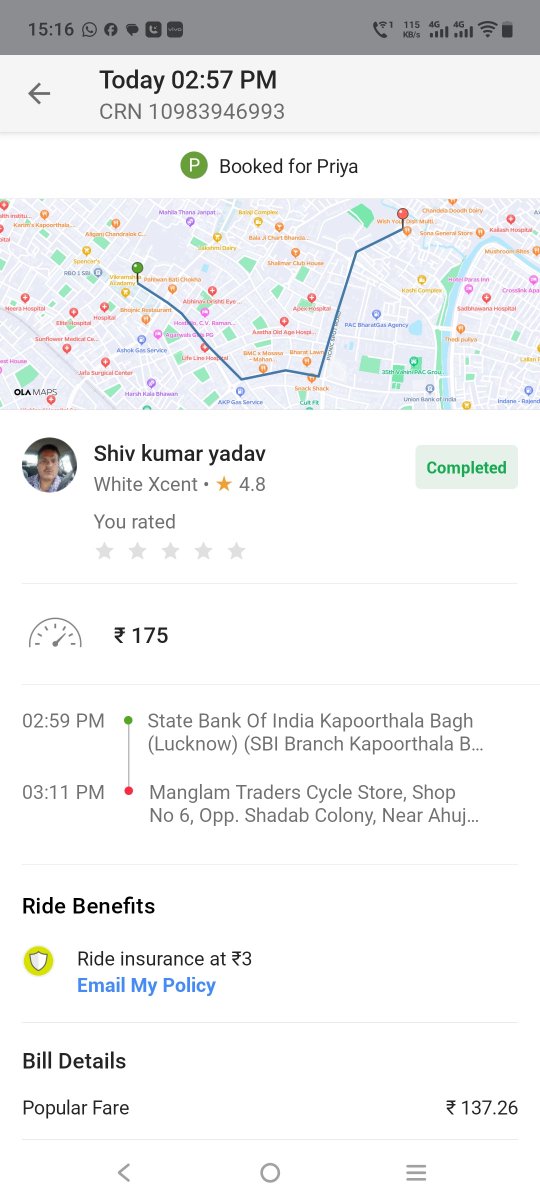 shuleen23's tweet photo. @Olacabs @ola_supports 

This driver asked 100 rs xtra syng tht location is far away. Although I was rdy to pay tht. Den again he was tryng to chng the designated route showed by OLA map.  Finally he was nt rdy as per map then my wife step out from cab in midway. Please look into https://t.co/dCTjg8s9Li