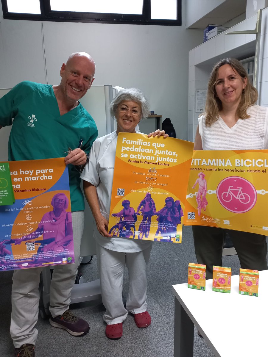 ConBici's tweet photo. La bicicleta entra en consulta: 35 centros de salud participan en la campaña Vitamina Bicicleta, una iniciativa pionera que acerca la promoción de la bici a centros de salud para fomentar hábitos de vida activos, saludables y sostenibles. https://t.co/EYvw36wErU https://t.co/dOas1p1JYo