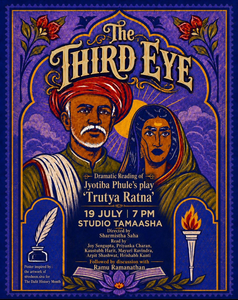 BoodhuRamu's tweet photo. Mark your calendar: 19 July

A play-reading of Jyotiba Phule's Trutya Ratna. Perhaps the most important modern play (which was not performed nor published for the longest)

Followed by a guftagu about Phule and education and equality and the tyranny of religion https://t.co/ee8iPApDLV