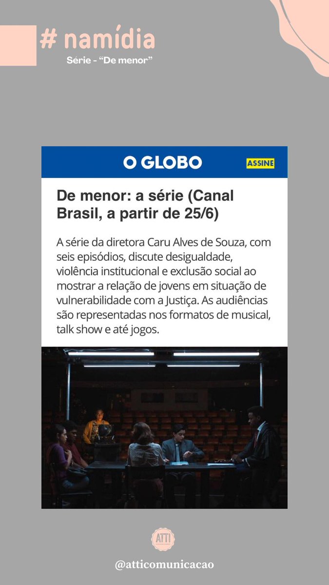 carupiza's tweet photo. “DE MENOR - A SÉRIE”

NO CANAL BRASIL

25/06, 20h30 – epis 1 e 2
26/06, 20h30 – epis 3 e 4
27/06, 20h30 – epis 5 e 6

reapresentações:
29/06 a 1º/07, 12h (2 epis a cada dia)
10/07 a 12/07, 14h (2 epis a cada dia)

uma produção Tangerina Entretenimento
direç~o Caru Alves de Souza https://t.co/ZZFIS7qoNi