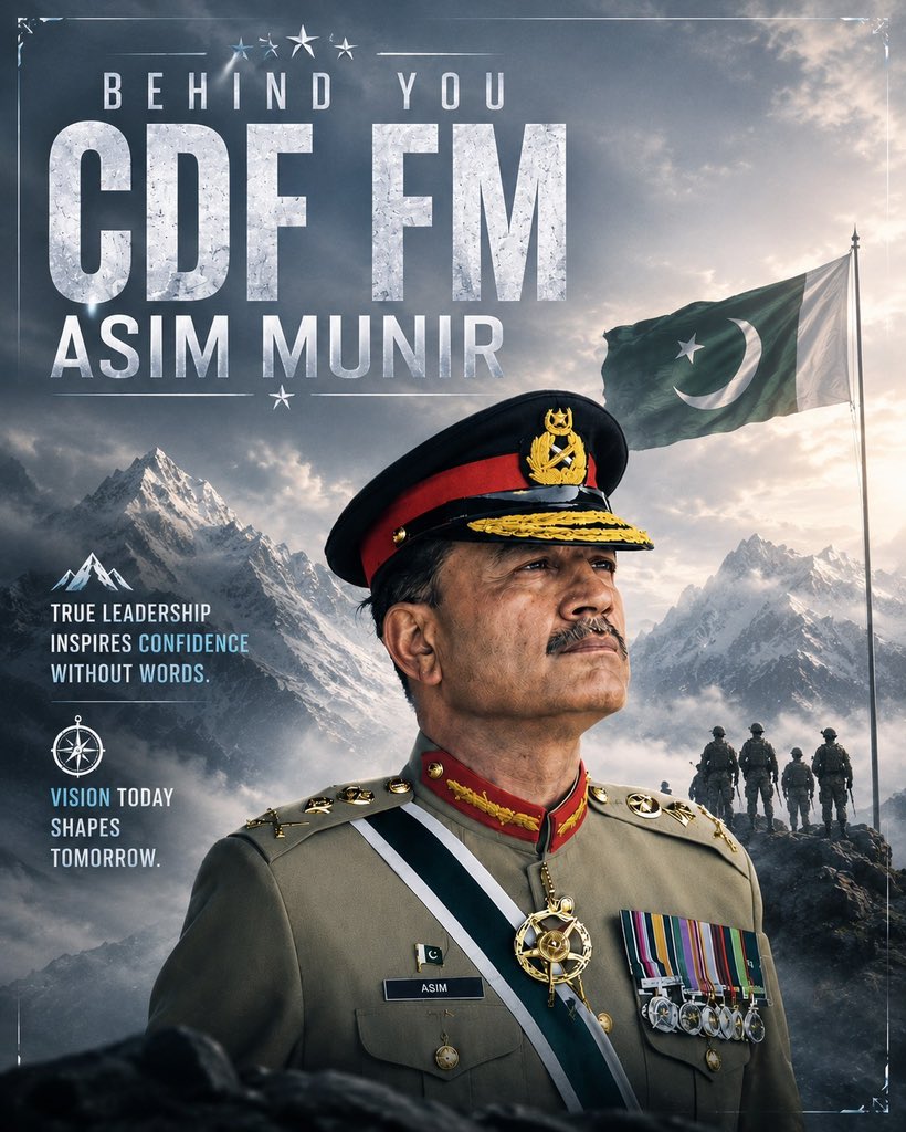 aitzaz_adv's tweet photo. Sustainable peace is built through trust, not tension. Field Marshal Asim Munir’s leadership continues to reinforce Pakistan’s role as a force for constructive engagement in the region. #BehindYouCDF
#CDFVision_Peace https://t.co/3ge57W6JaJ