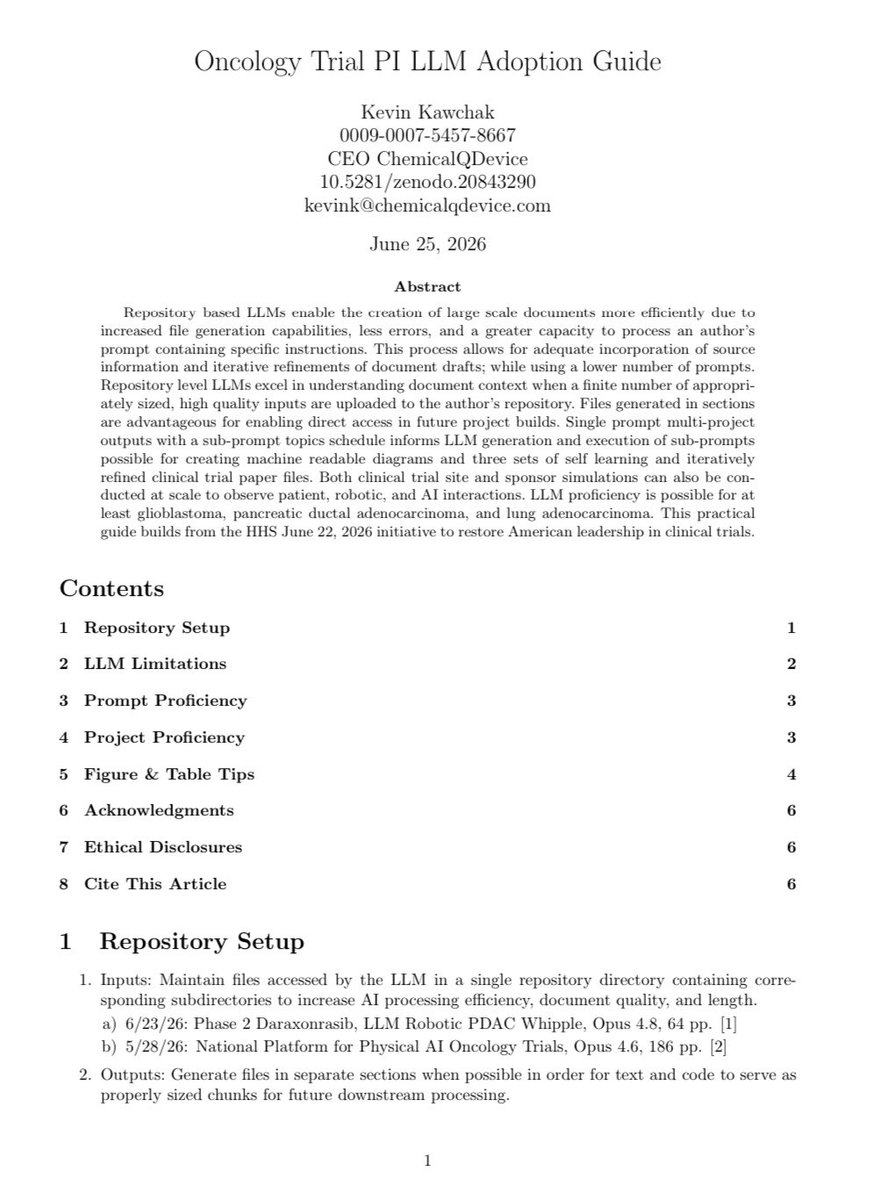 chemicalqdevice's tweet photo. Kawchak, K. (2026). Oncology Trial PI LLM Adoption Guide. Zenodo. https://t.co/Kpt2G03ZLD https://t.co/gmYAJY9mdM