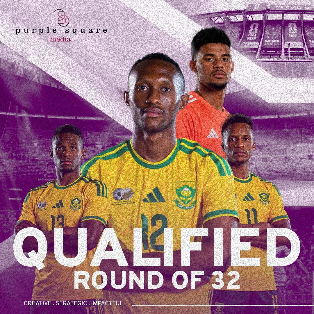 PurpleSquareSA's tweet photo. 🍜 No more 2-minute noodles.

🔥 These boys are cooking.

🇿🇦 Bafana Bafana are through to the Round of 32.

si vuke kamnandi 🔥

#BafanaBafana #WorldCup2026 #SouthAfrica #SAFootball #Diski https://t.co/A2qR2fzqIp