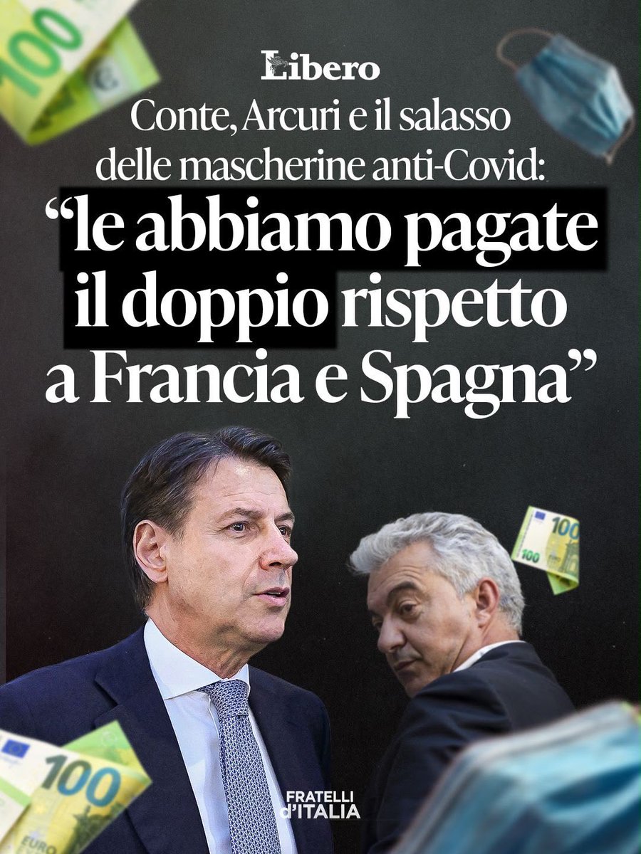 FratellidItalia's tweet photo. 1,2 miliardi di euro alle aziende fornitrici cinesi. Oltre 70 milioni di euro di provvigioni ai mediatori italiani. Mascherine pagate fino al doppio rispetto a Francia e Spagna.

Di fronte a questi numeri, perché la sinistra continua a minimizzare e a ostacolare il lavoro della Commissione d’inchiesta sul Covid?

La verità sulla gestione della pandemia non può essere archiviata. Noi non ci fermeremo finché ogni responsabilità non sarà chiarita, per rispetto degli italiani.