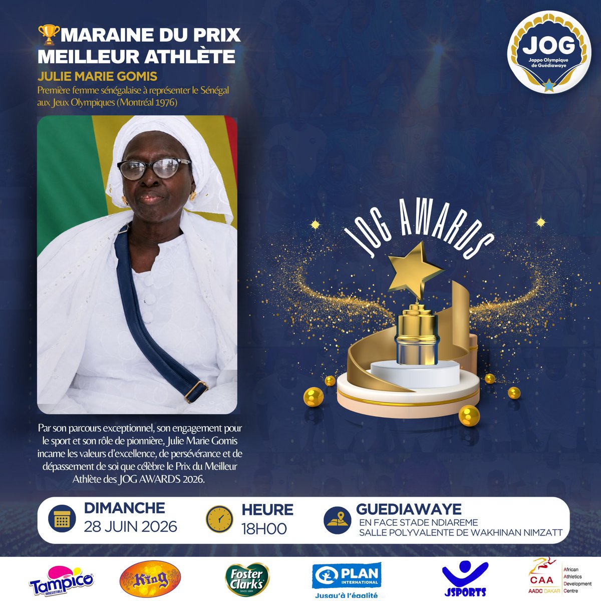 JOG_SPORTS's tweet photo. 🏆 𝐌𝐀𝐑𝐀𝐈𝐍𝐄 𝐃𝐔 𝐏𝐑𝐈𝐗 𝐌𝐄𝐈𝐋𝐋𝐄𝐔𝐑 𝐀𝐓𝐇𝐋𝐄̀𝐓𝐄 

𝐉𝐮𝐥𝐢𝐞 𝐌𝐚𝐫𝐢𝐞 𝐆𝐨𝐦𝐢𝐬
🌟 Première femme sénégalaise à représenter le Sénégal aux Jeux Olympiques (Montréal 1976).

Championne du Sénégal du 100m haies pendant près d'une décennie, recordwoman nationale https://t.co/Wi2ryYwyKn