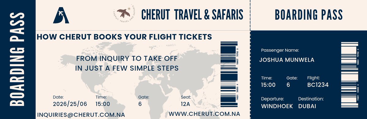 cherutsafaris's tweet photo. ✈️ Booking a flight doesn't have to be complicated.

With Cherut Travel &amp; Safaris, all it takes is a simple request

Your journey starts with us. 🌍
#cheruttravelandsafaris  #FlightBooking #TravelMadeEasy #BookWithCherut  #ExploreTheWorld https://t.co/3T7rdyR6rm