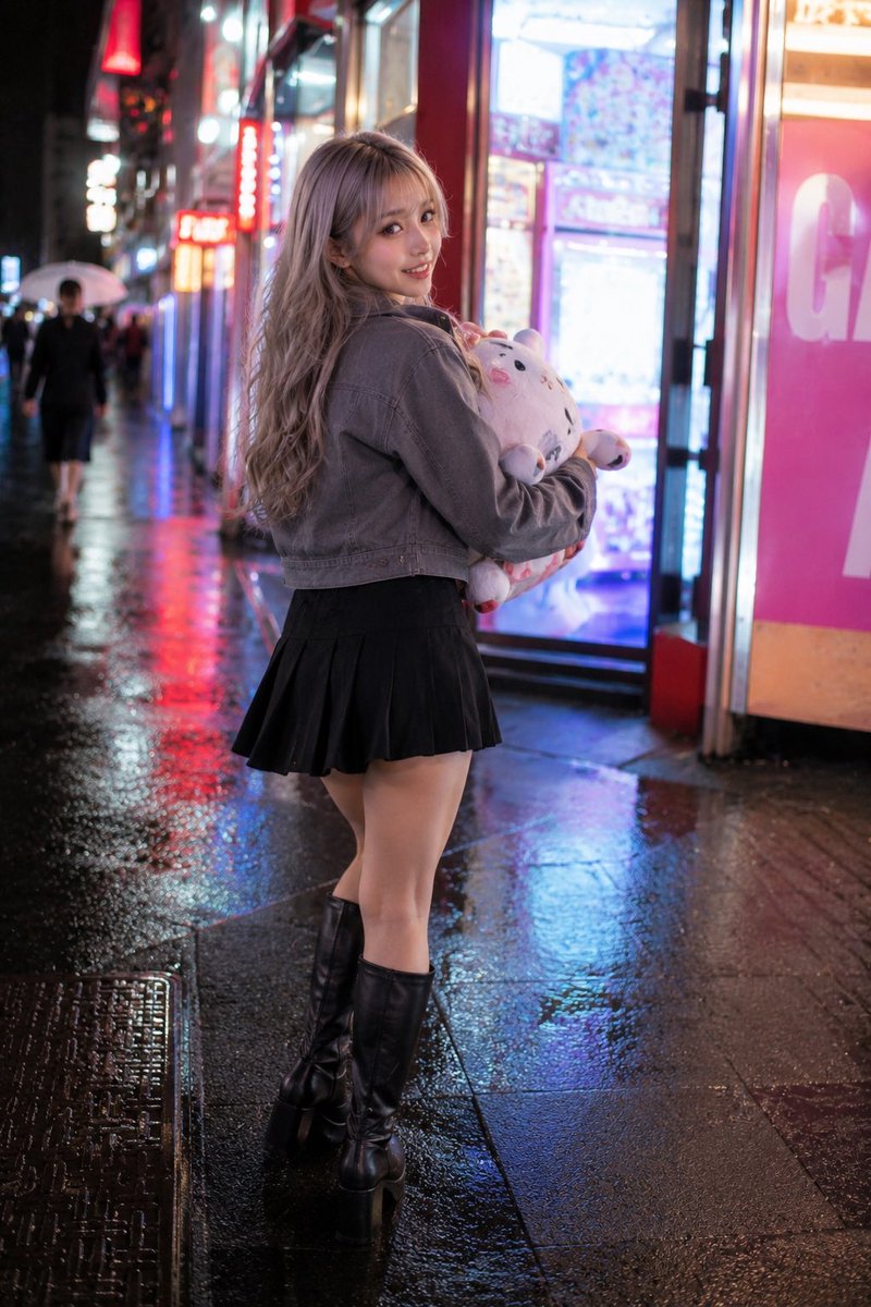 AI8fe3's tweet photo. 雨でもゲーセンには行く☔️🤍
 #AI美女
 #AIart https://t.co/ij19HS1rru