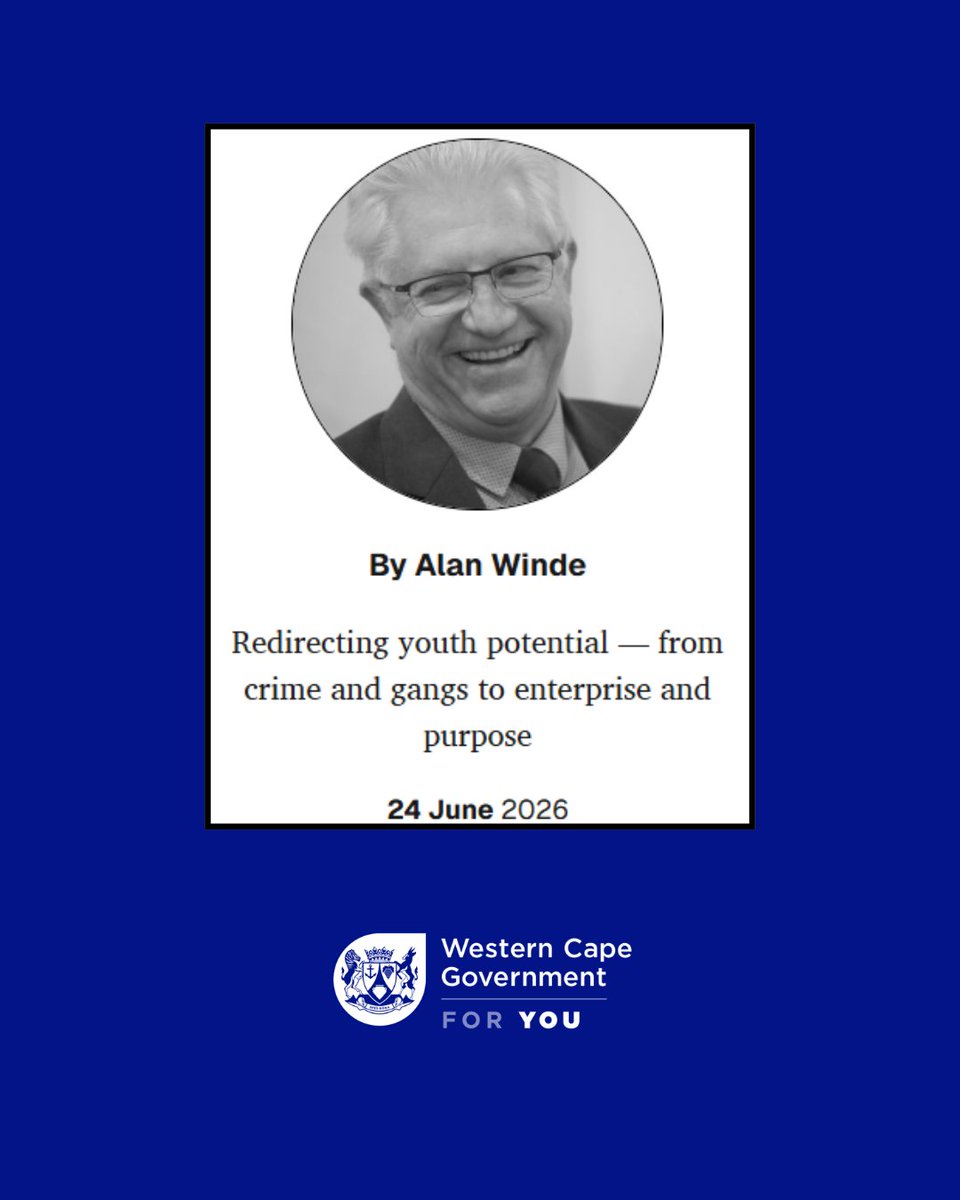 alanwinde's tweet photo. "Crime is deeply tied to exclusion. By channelling youth potential into enterprise and structured support systems, the Western Cape highlights how legitimate economic opportunities can outcompete gangs."
Read my Daily Maverick op-ed on redirecting youth potential. Link below. https://t.co/4vl3P8mvXN