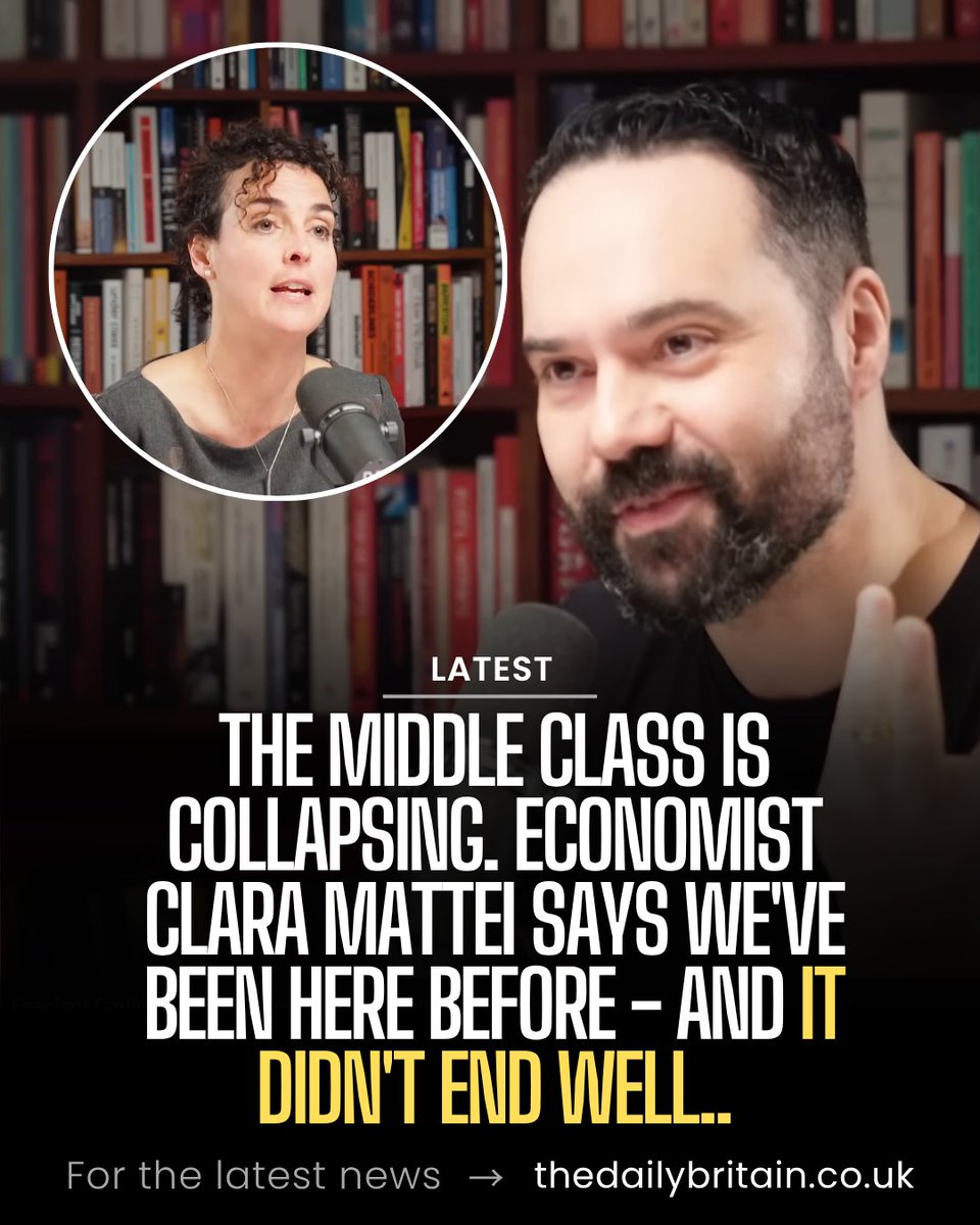 dailybritainonx's tweet photo. On Aaron Bastani's Downstream podcast, the economist whose Channel 4 interview went viral makes the full historical case: austerity, rearmament and a collapsing middle class are the conditions that produced fascism. She argues we have reproduced all three. https://t.co/CPflLEnOk8