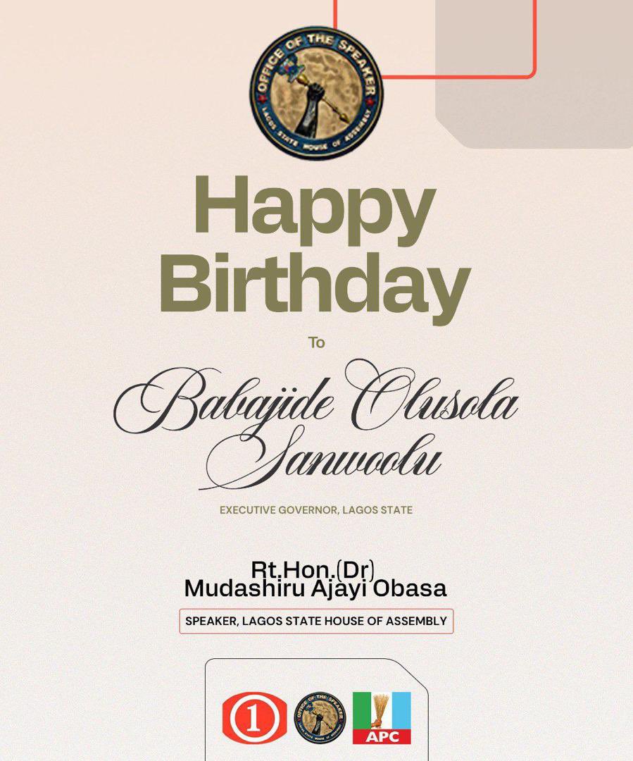 mudashiru_obasa's tweet photo. My heartfelt congratulations to the Governor of Lagos State, Governor Babajide Olusola Sanwo-Olu, on the occasion of his birthday.

As the head of the Legislature, I have had the privilege of witnessing firsthand your deep appreciation for democratic values and your commitment to fostering a cordial and productive relationship between the Executive and the Legislature. Your collaborative approach to governance has strengthened our institutions, enhanced policy implementation, and ensured that the collective aspirations of Lagosians remain at the heart of government actions.

On this special day, I celebrate not only your achievements but also your humility, accessibility, and steadfast dedication to the service of our dear state.

As you mark another year of God’s faithfulness, I pray that the Almighty grants you renewed strength, divine wisdom, sound health, and abundant grace to continue leading Lagos State to even greater heights.

Happy Birthday, Gov. Sanwo-Olu.