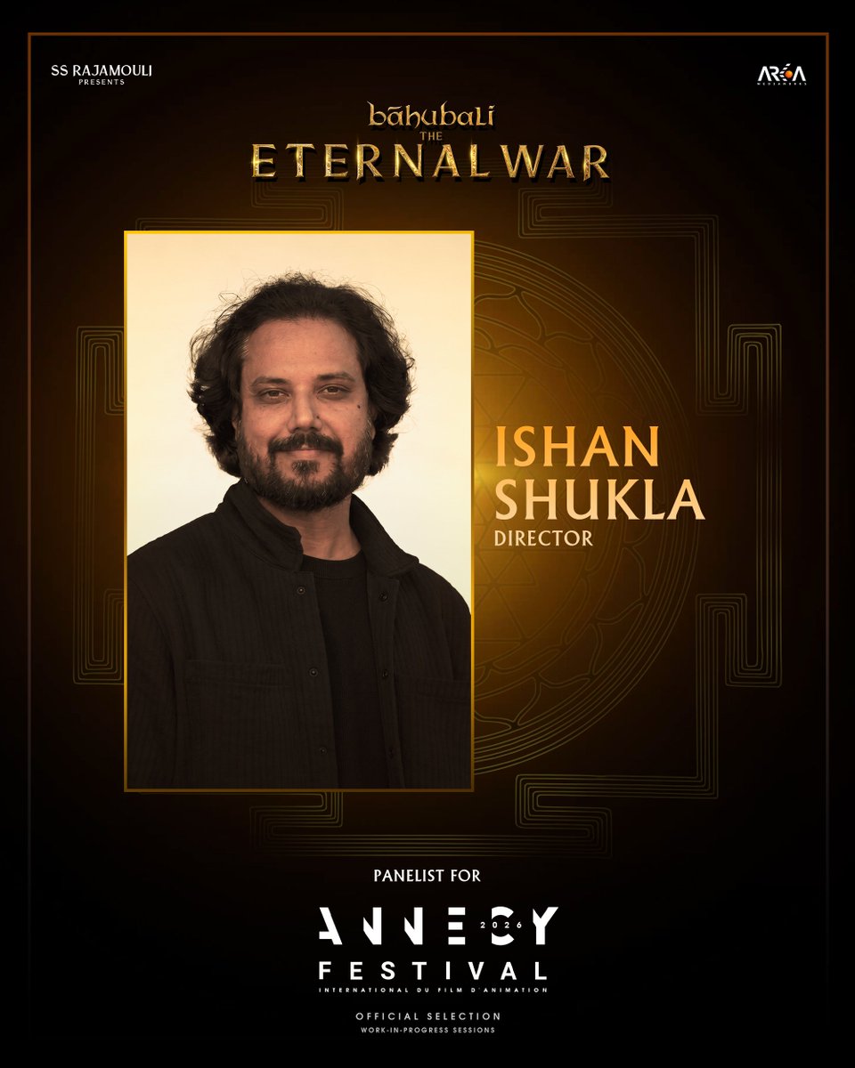 BaahubaliMovie's tweet photo. Presenting the panelists representing #BaahubaliTheEternalWar at the WIP sessions this evening at #Annecy2026 ✨️

With a sold out auditorium and a global animation community, Eternal War is all set to take center stage on one of animation's most prestigious platforms. 🌏🔥

@_Ishan_Shukla
@sharma_sowmya18
#SimonBrown
#AntoineCharryon
#AjeyLele
@ArkaMediaworks
#Baahubali