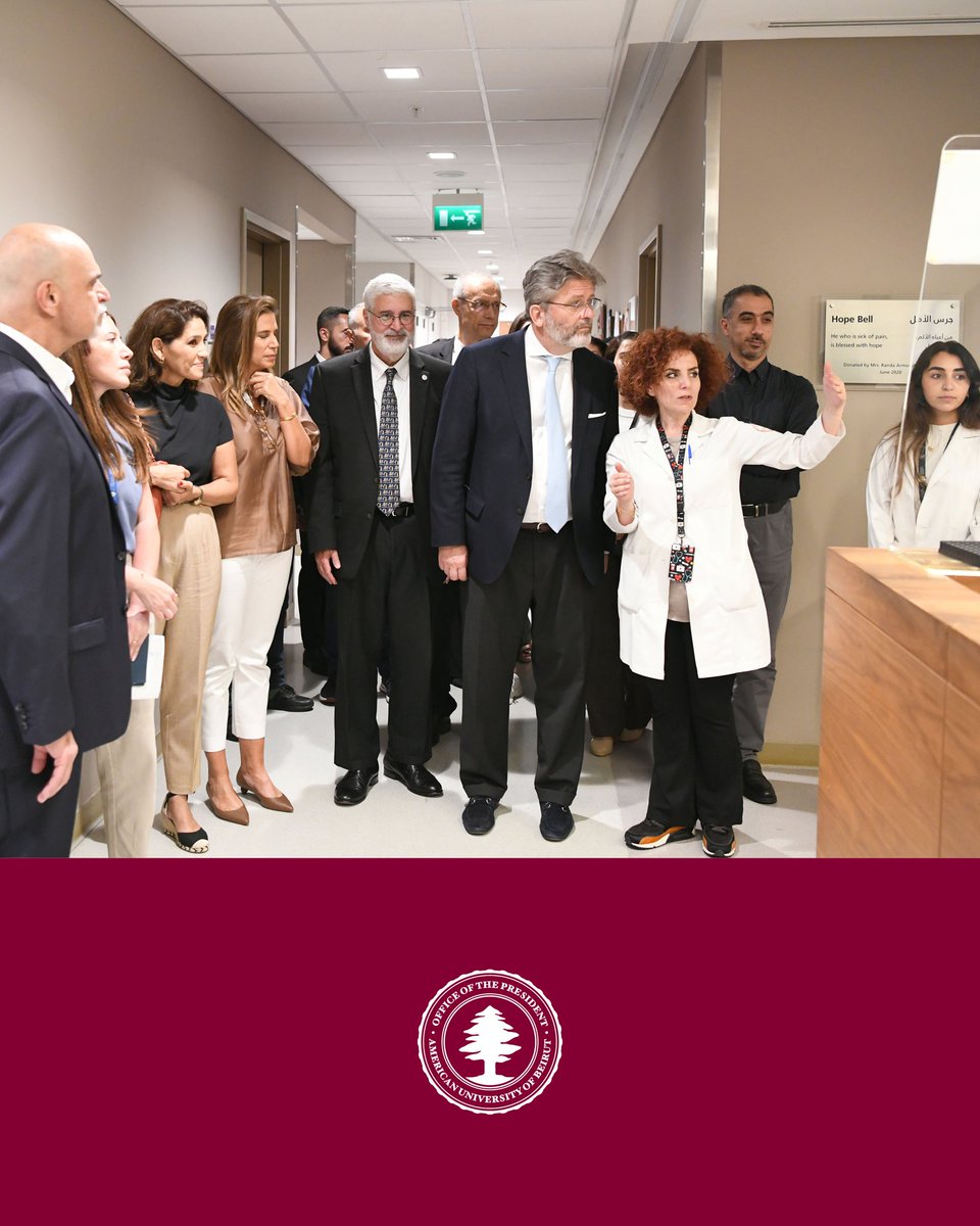 POAUB's tweet photo. Dr. Fadlo R. Khuri welcomed the Ambassador of Spain to Lebanon to AUBMC and the Naef K. Basile Cancer Institute, where he highlighted the growing challenge of “financial toxicity” in cancer care and discussed the vital role of the Cancer Support Fund in ensuring patients can access life-saving treatments despite rising costs.