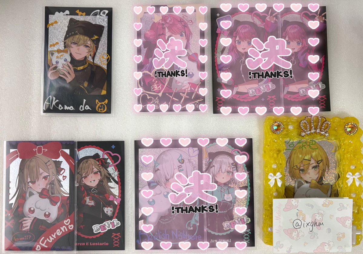 ixghm's tweet photo. 【交換】 にじさんじ Devilish Nightmare ランダムチェキ風カード

譲: 画像

求: IDカードの方（R>>>>>N）

♡郵送のみ
♡纏めてor条件の良い方（比率違い） 優先
♡R優先で集めてます

1枚~/検索からでもお気軽にお声掛けください。 https://t.co/5ibD6KQmSv