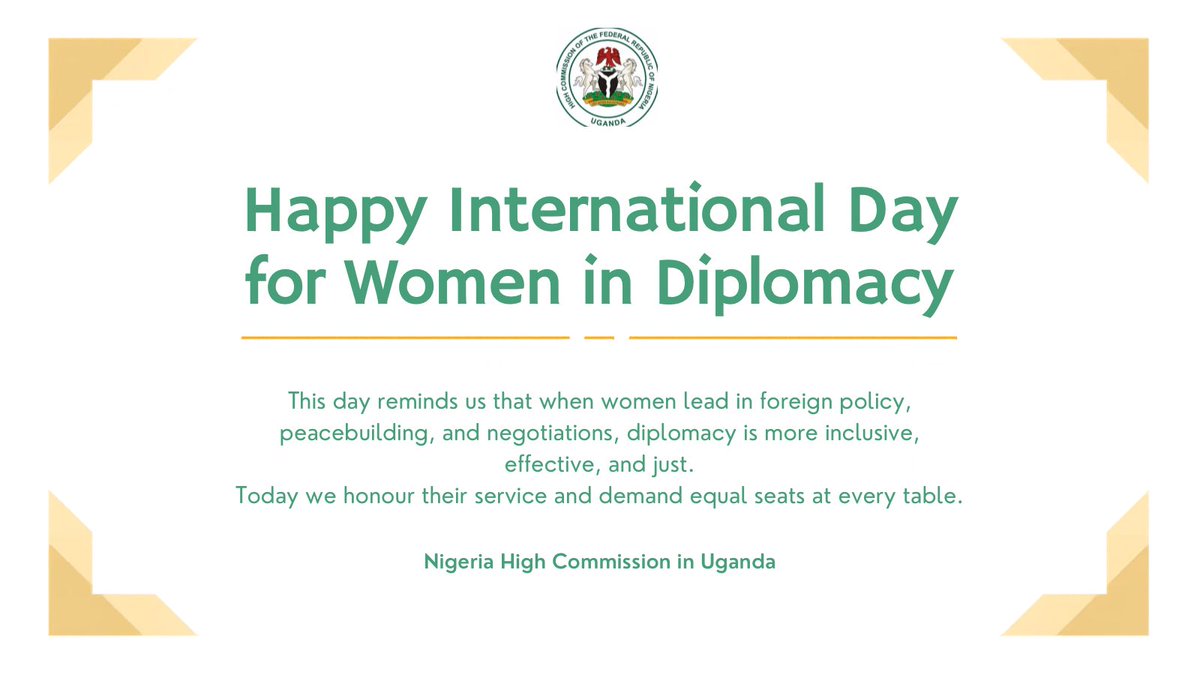 NigHighComm_UG's tweet photo. Happy International Day for #Women in #Diplomacy #June24 👩‍💼🌍 https://t.co/COWx8EpiLM