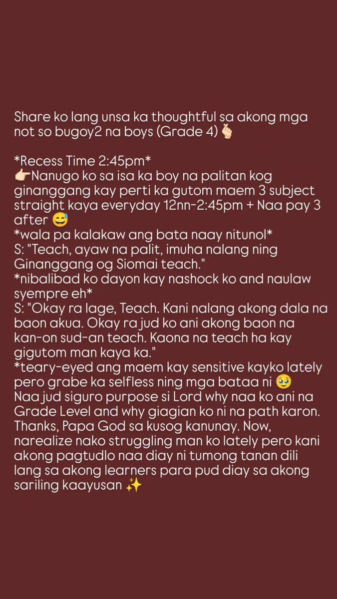 mrnn_ls's tweet photo. teary-eyed by the simple act sa akong learner, na wala ko kabalo na dako doay og meaning🥹 https://t.co/ouqudPc0CI